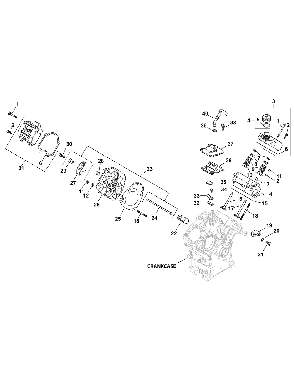 Kohler Efi Engine Head, Valve And Breather Diagram and Parts List for 46G 4X4-EFI-1I019G-Before-37AMD710 Cub Cadet Lawn Tractor Accessories